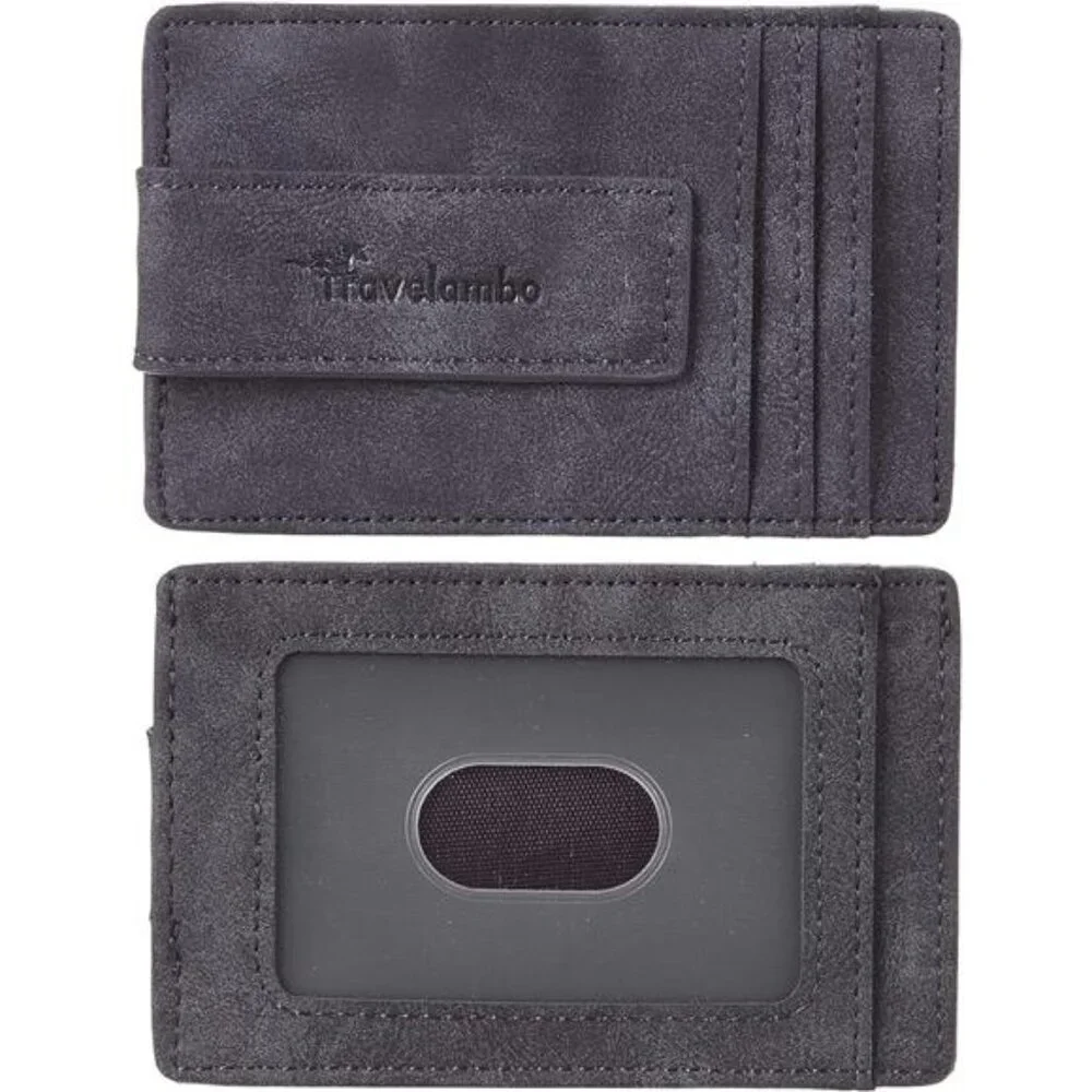 Mens Slim Wallet RFID Money Clip Front Pocket Leather Card Holder Minimalist